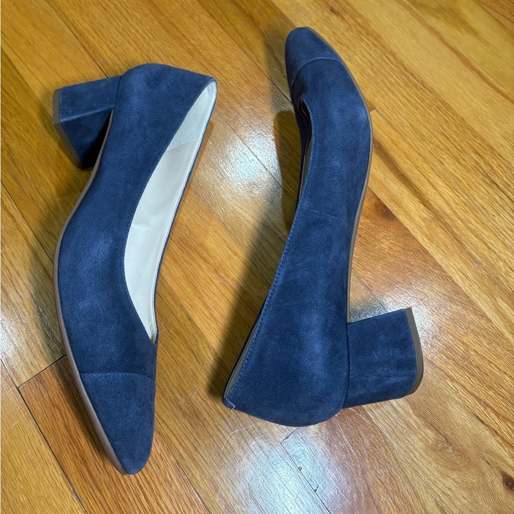 Cole Haan Grand.oS Alanna Blue suede Block Heels Size 9.5 - Picture 6 of 11